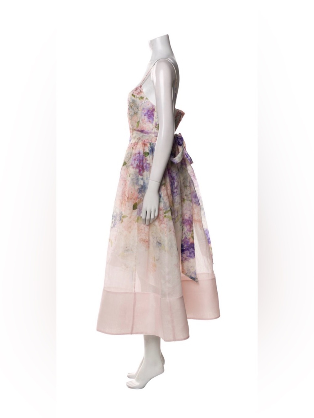 Zimmermann Pastel Floral Backless Midi Dress in Pink and Lavender linen size 2 - Picture 10 of 10